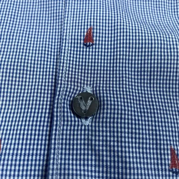 Vilebrequin Dress Shirt Mens Size Large Blue Check SAILBOAT ALL OVER PRINT EUC - Picture 7 of 9